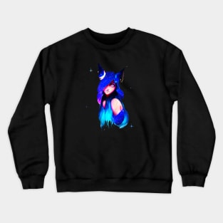 Anime girl cat hat - anime cat lovers Crewneck Sweatshirt